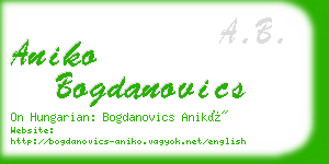 aniko bogdanovics business card